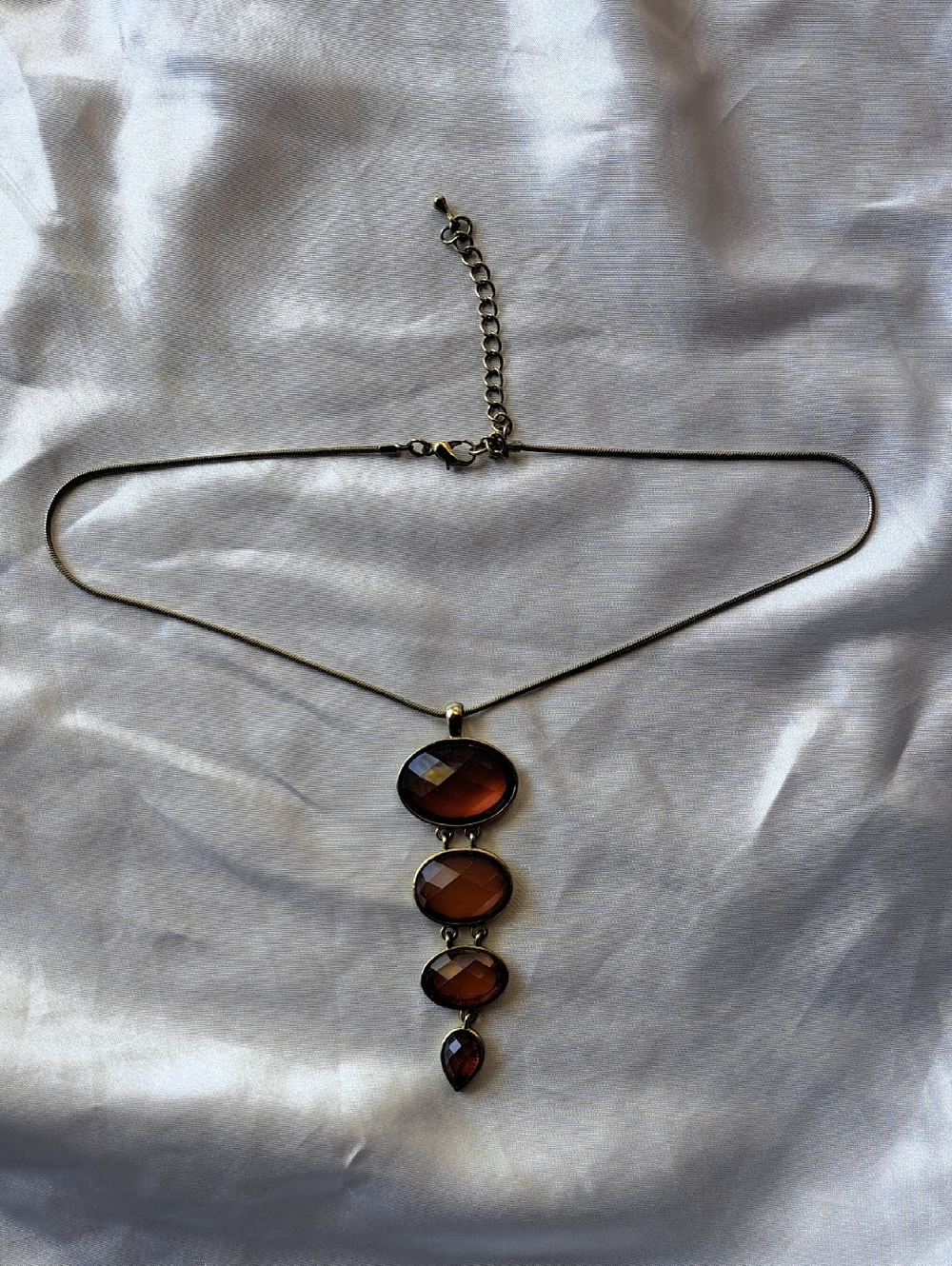 Gold-Tone Brown Gemstone Pendant Necklace